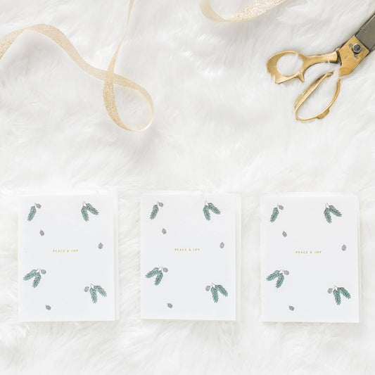 Peace and Joy Pinecones Card | Boxed Set of 6