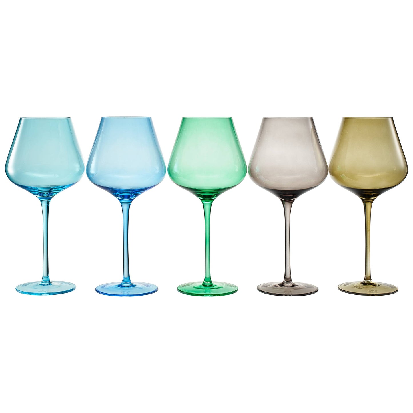 Colors of Rocky Mountains, Colored Stemmed Wine | Set of 5