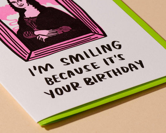 Mona Lisa Letterpress Birthday Card - Fine Art, Classical