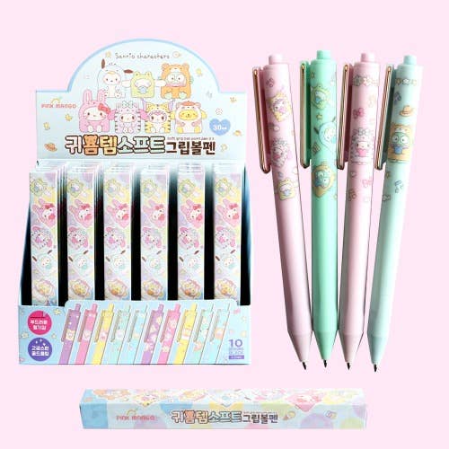 Sanrio Gold Clip & Soft Grip Blind Ball point pen Box
