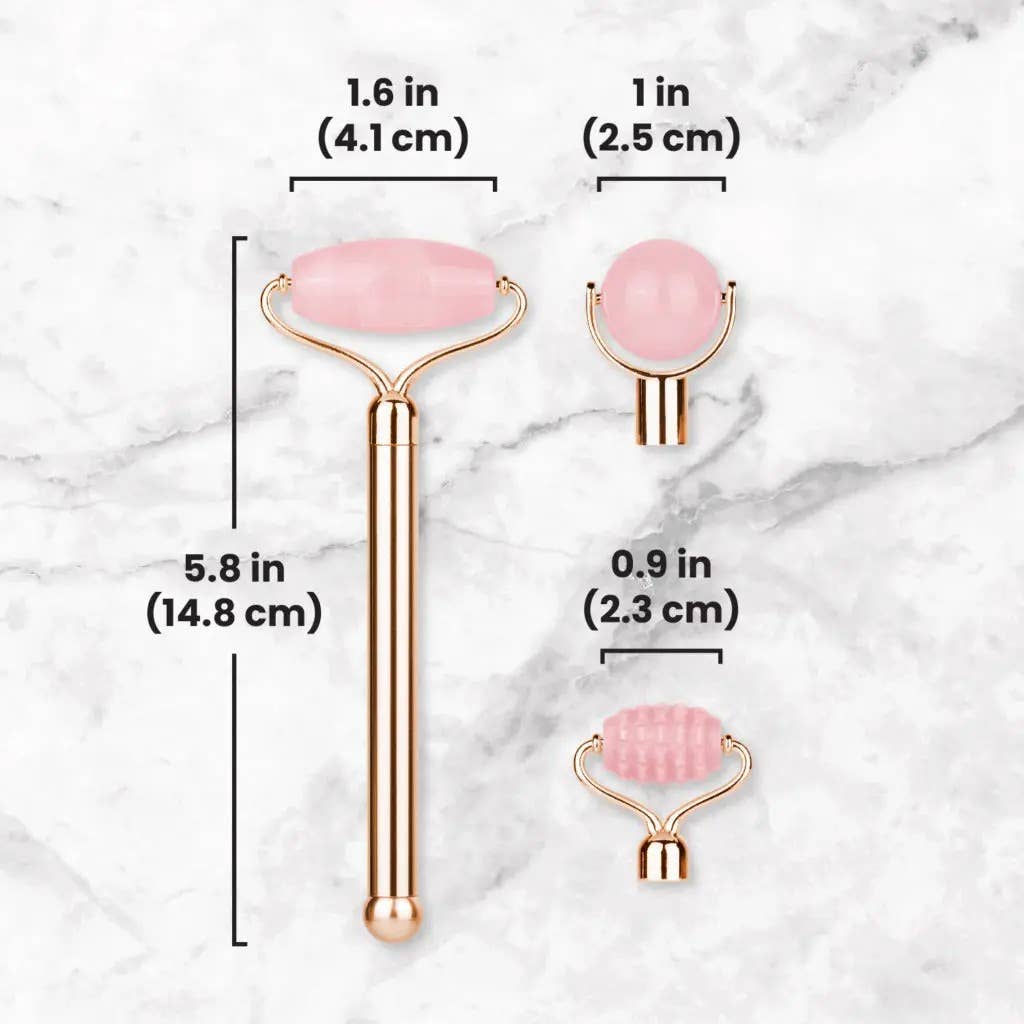 Lindo Rose Quartz Roller Set - Interchangeable Heads