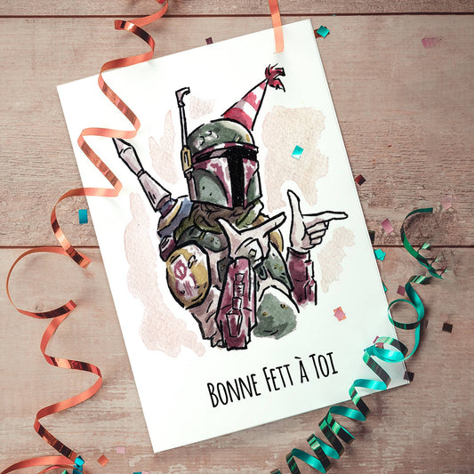 "Bonne Fête" - Galactic Sci-Fi Geek Nerdy Birthday Card