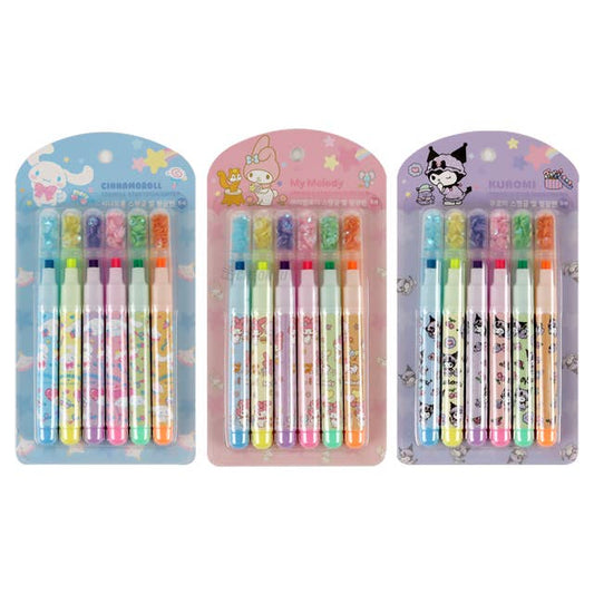 Sanrio Star Shape Highlighter with Spangle Cap 6PCS set