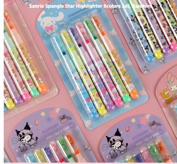 Sanrio Star Shape Highlighter with Spangle Cap 6PCS set