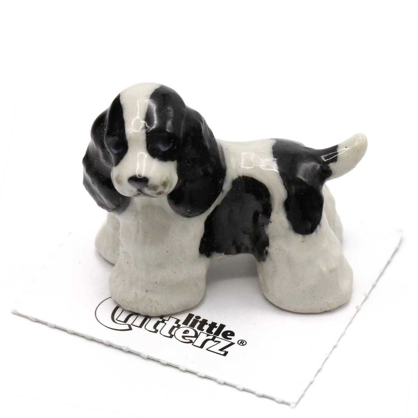 Checkers Cocker Spaniel Porcelain Decorative Figurine