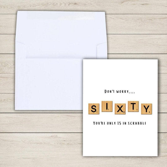 "Scrabble Tile Lover" 60th Birthday Card