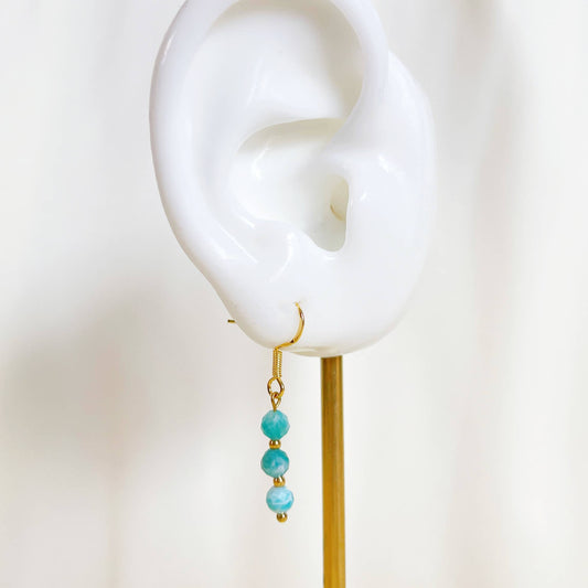 Blue beaded dangle earrings, beads earrings, blue