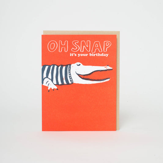 Crocodile Birthday Letterpress Greeting Card by Egg Press