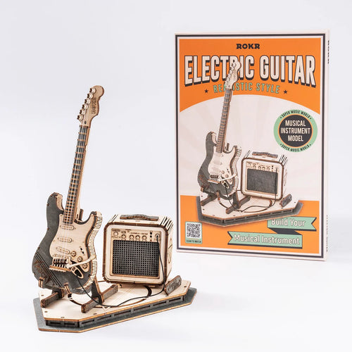 3D Laser Cut Wooden Puzzle: Electric Guitar - Front & Company: Gift Store