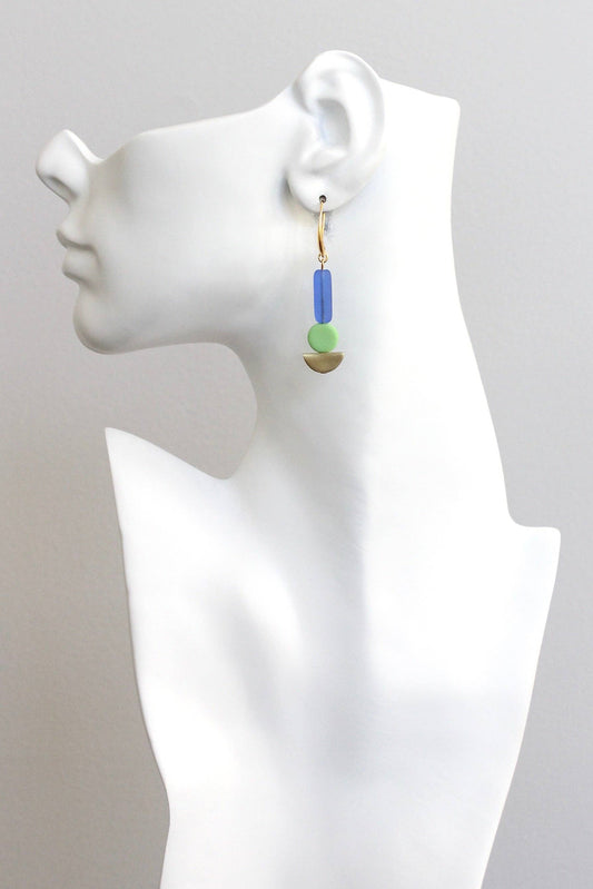 KYLE22 geometric cobalt and mint earrings