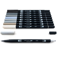 Load image into Gallery viewer, Dual Brush Pen Art Markers: Grayscale - 10-Pack
