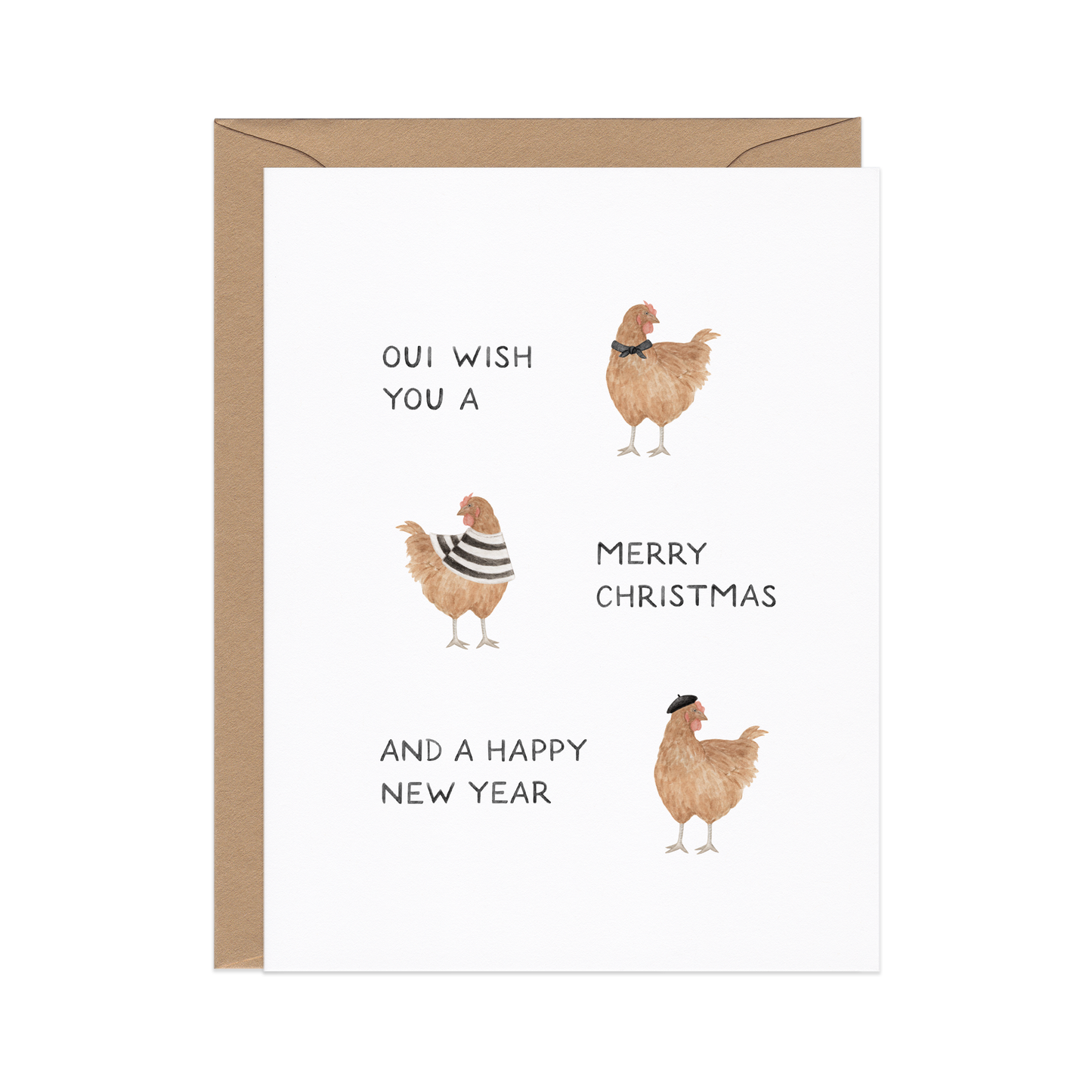 Three French Hens - Funny Chicken Christmas / New Years Card