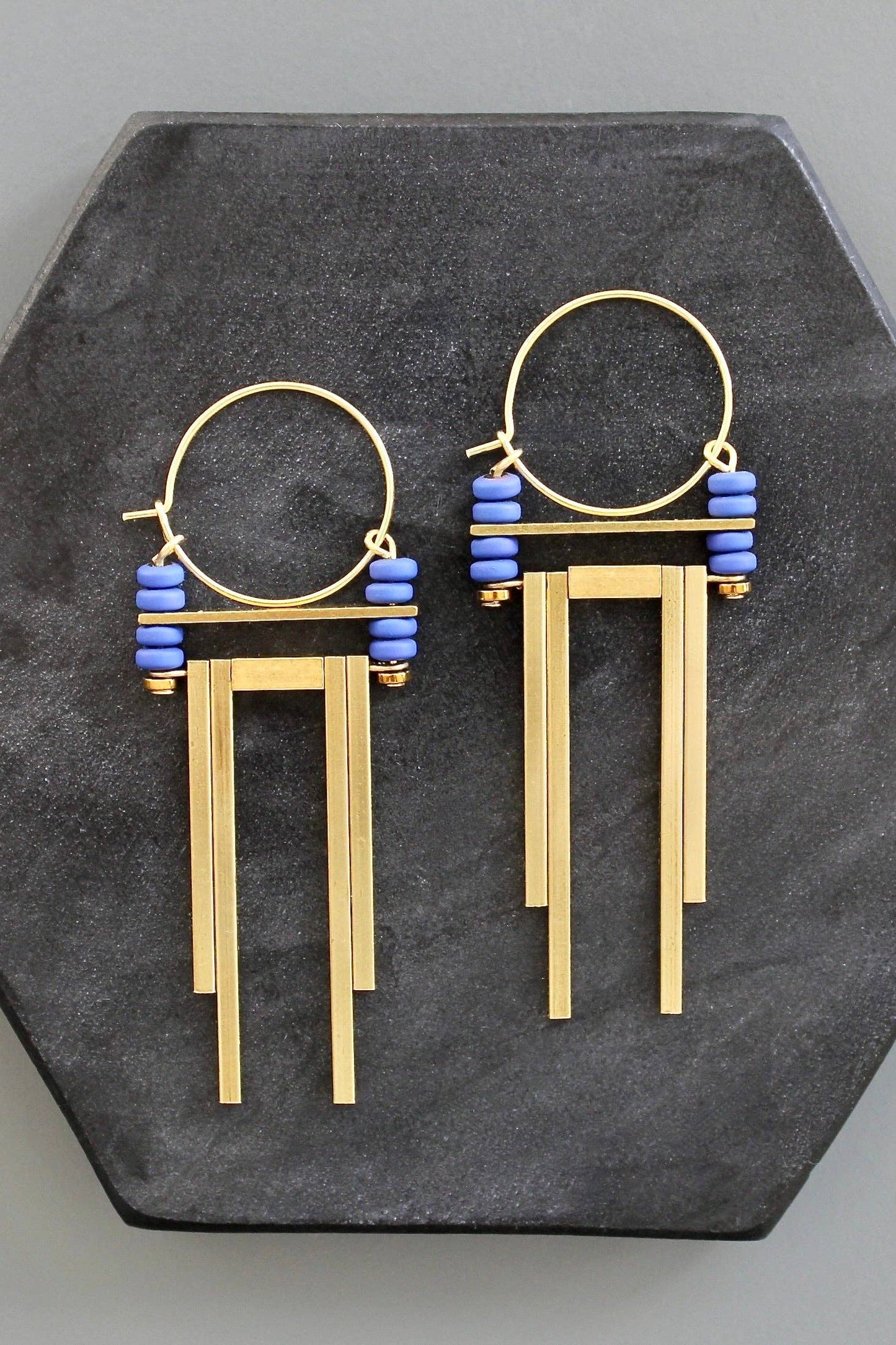 KYLE33 cobalt Artdeco hoop earrings