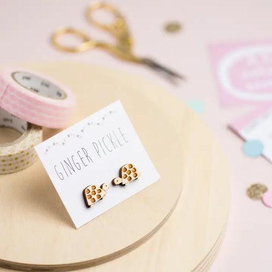 Wooden Turtle Stud Earrings