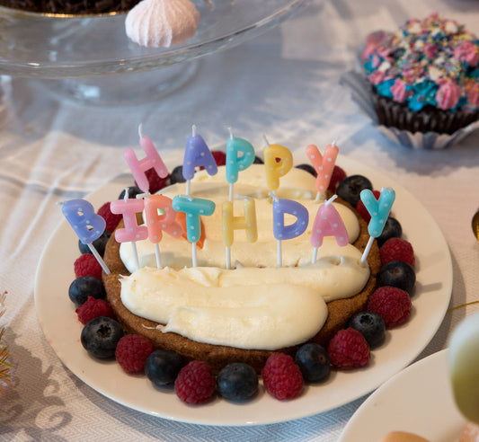 Happy Birthday Pastel Dotted Letter Candle Set