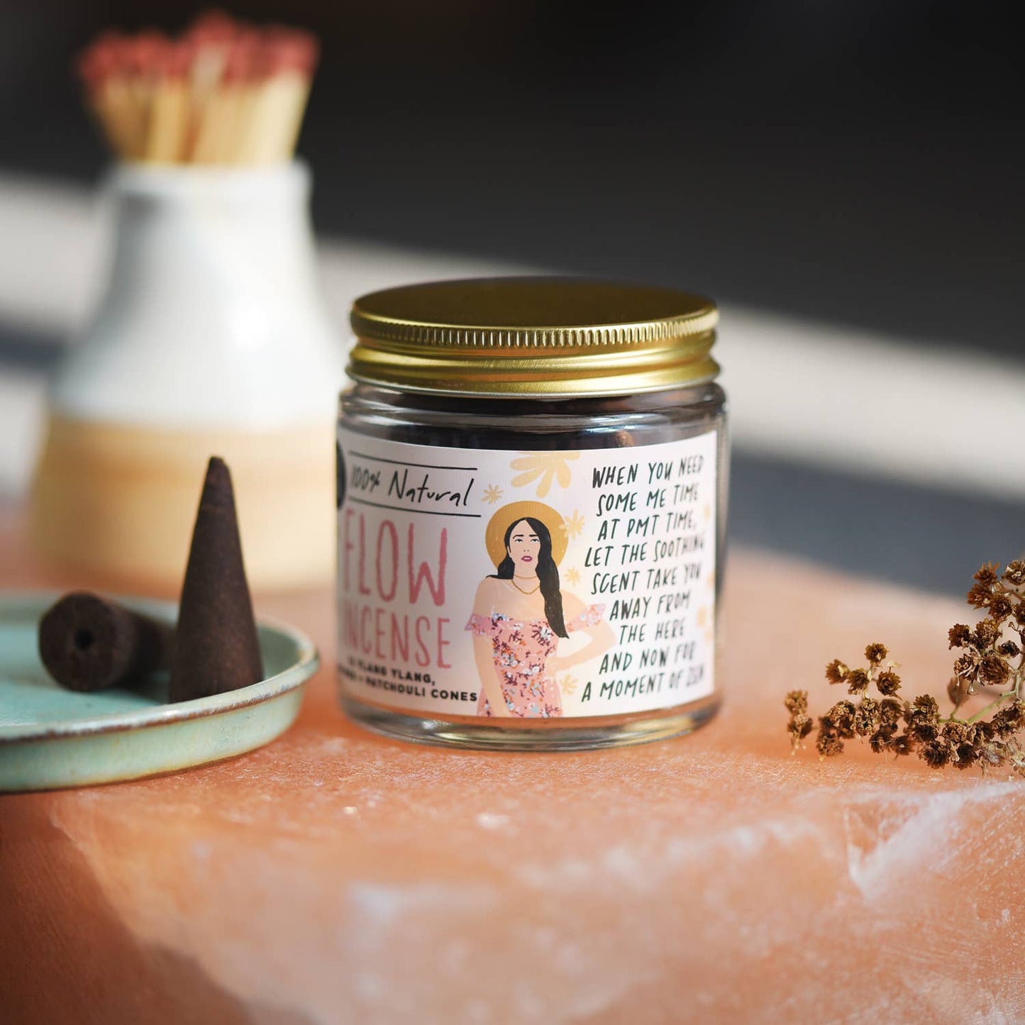 Flow Incense Jar of Incense Cones - plant based, vegan