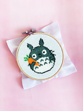 Load image into Gallery viewer, Totoro with Carrot - DIY Cross Stitch Kit
