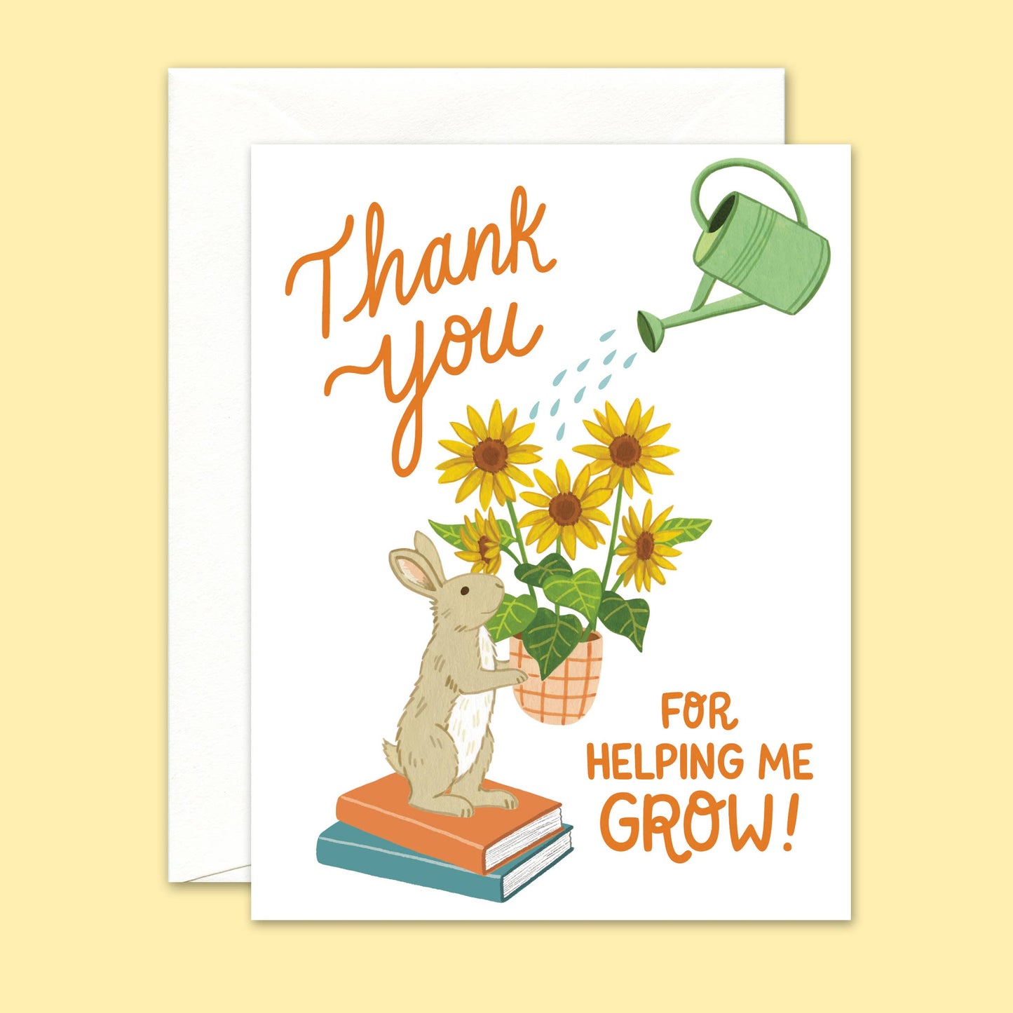 Bunny Rabbit Holding Sunflowers Teacher Appreciation Card