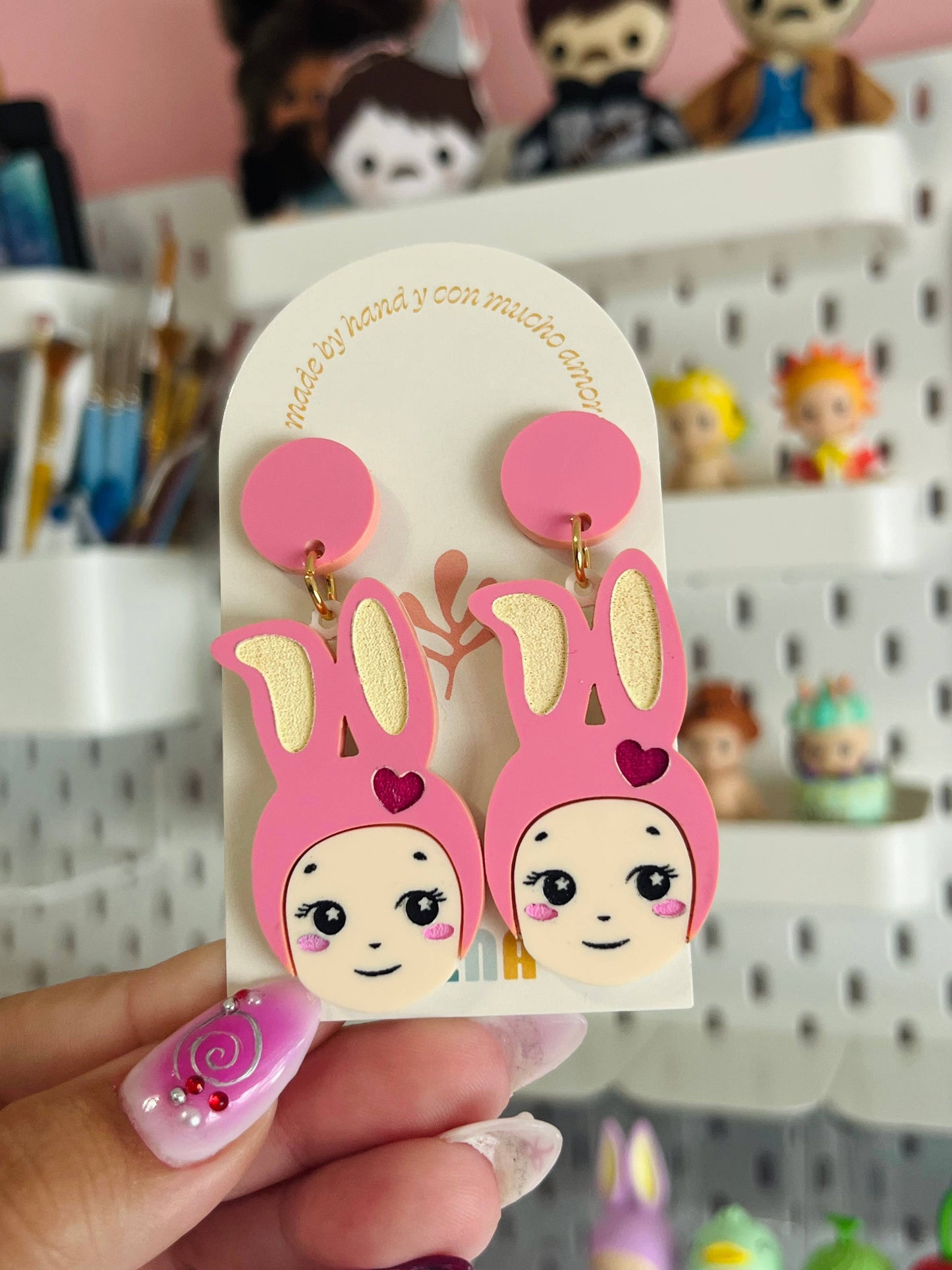 Pink Bunny Heart Sonny Angel Earring Trinket