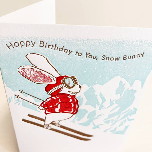 Snow Bunny Happy Birthday A2 Card