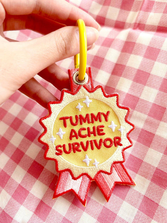 Tummy Ache Survivor Embroidered Keychain