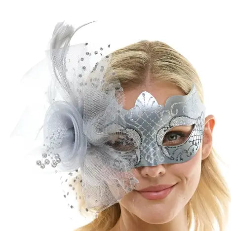 Silver Fascinator Mask