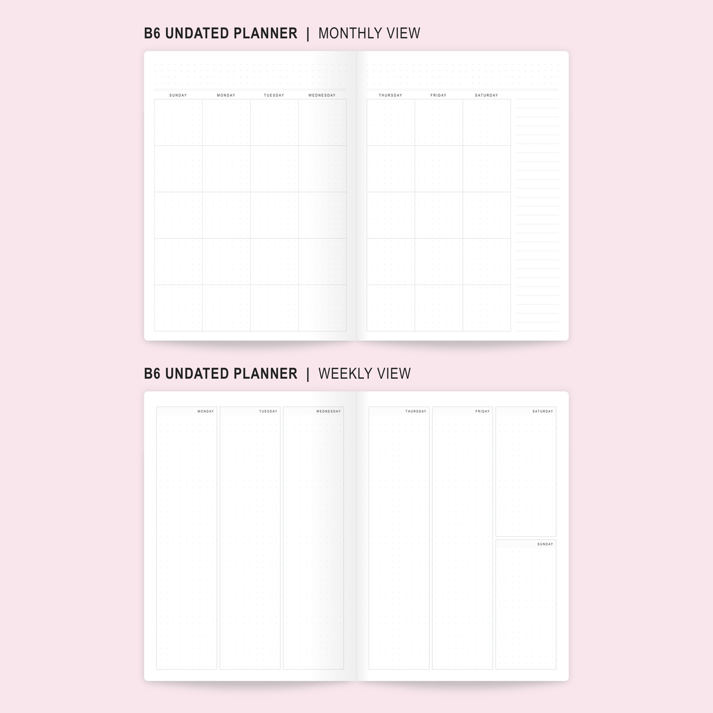 Undated Weekly Vertical Planner - Soy Milk - B6 (Half Year)