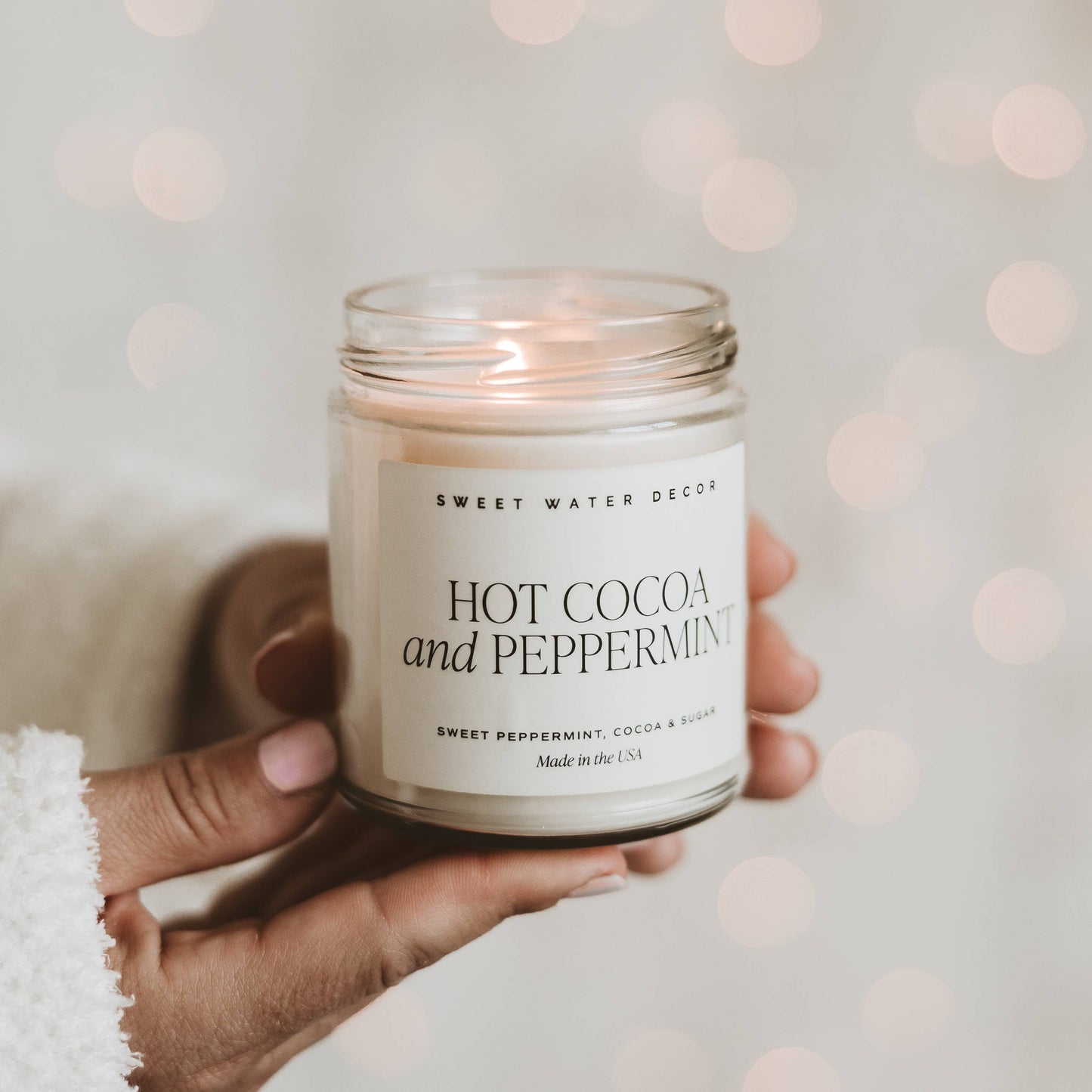 Hot Cocoa and Peppermint 9 oz Soy Candle - Home Decor, Gifts