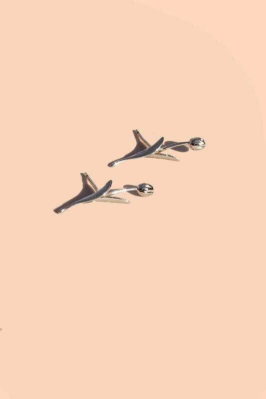 Holland Tulip Studs - 18K Gold Plated or Silver Rhodium