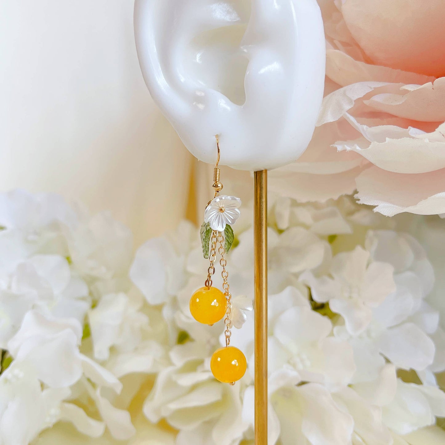 E227 glass beads earrings, dangle earrings, fruit earrings