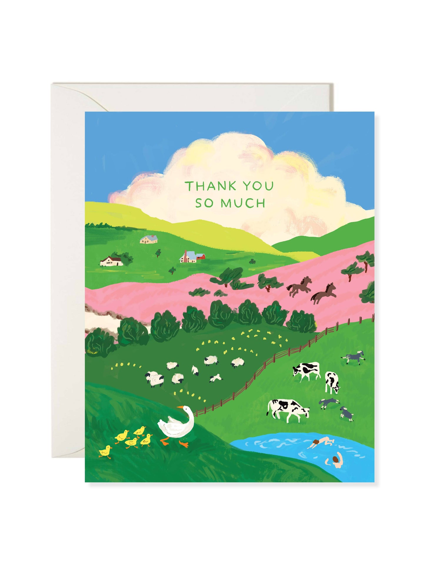 Farmland Thank You Card – Scenic Landscape Greeting Card