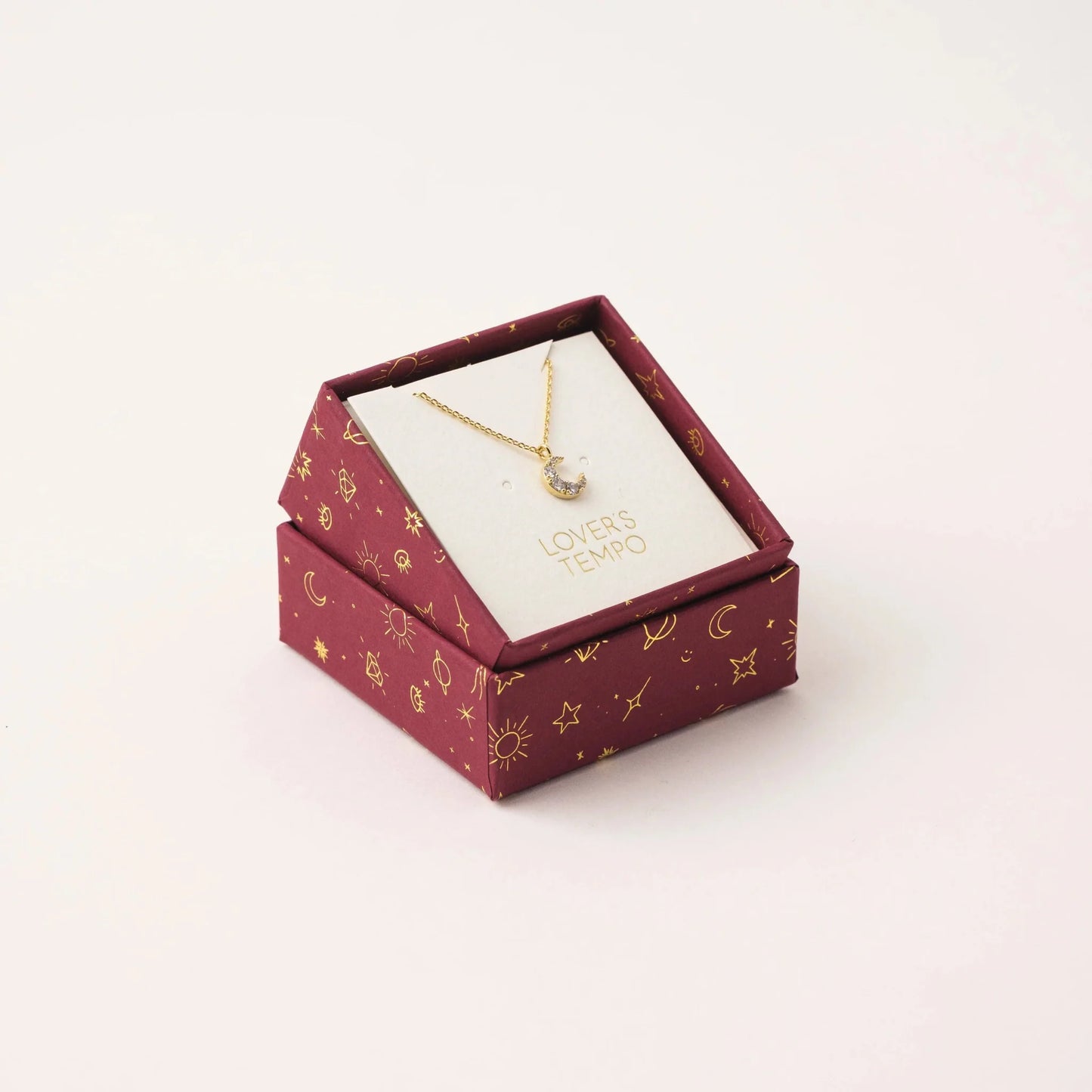 Crystal Moon Necklace Gold