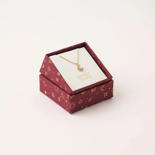 Crystal Moon Necklace Gold
