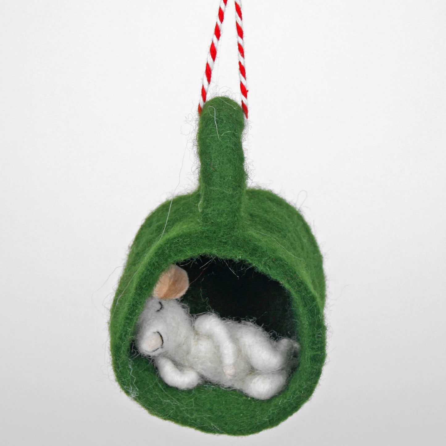 Felt Mouse Ornament: Felt Baby Mouse In Cup