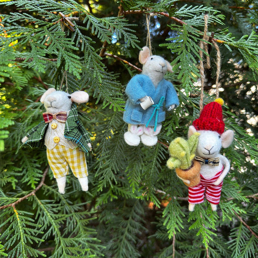 Felt City Mice Ornaments - Assorted Set of 6
