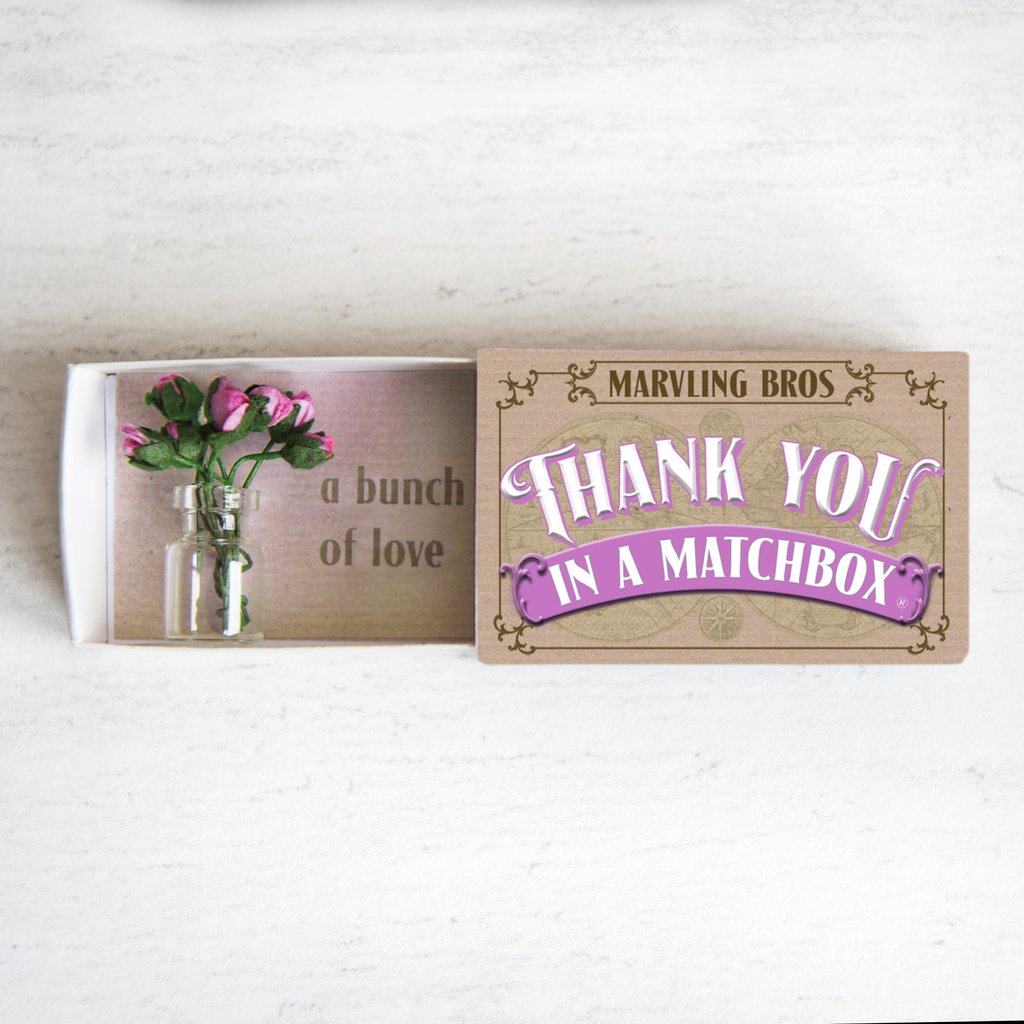 Thank You Bunch of Roses in A Vase in A Matchbox