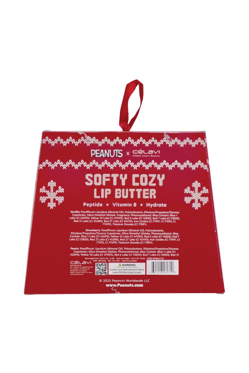 Celavi P46271H Peanuts Holiday Soft Cozy Lip Butter Set