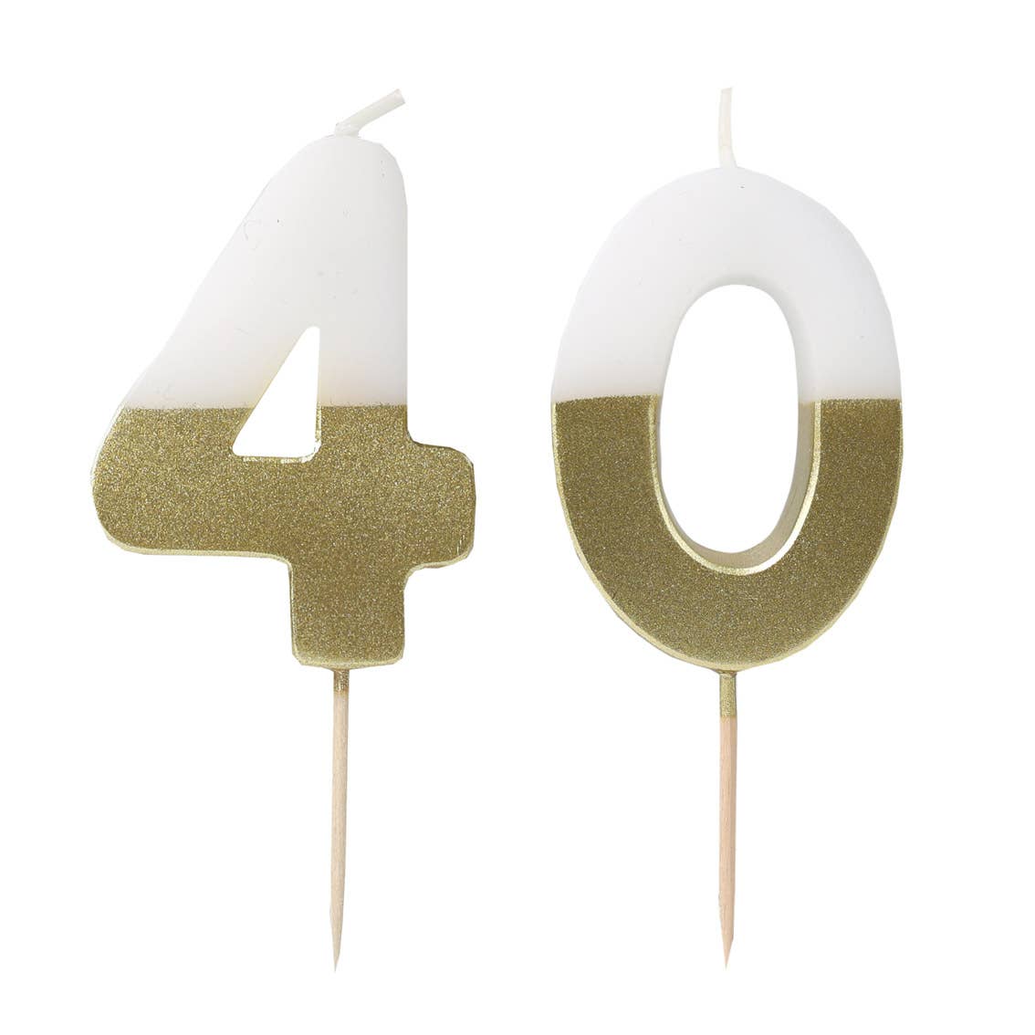White & Gold Number Candle - 40 | Milestone Birthday |