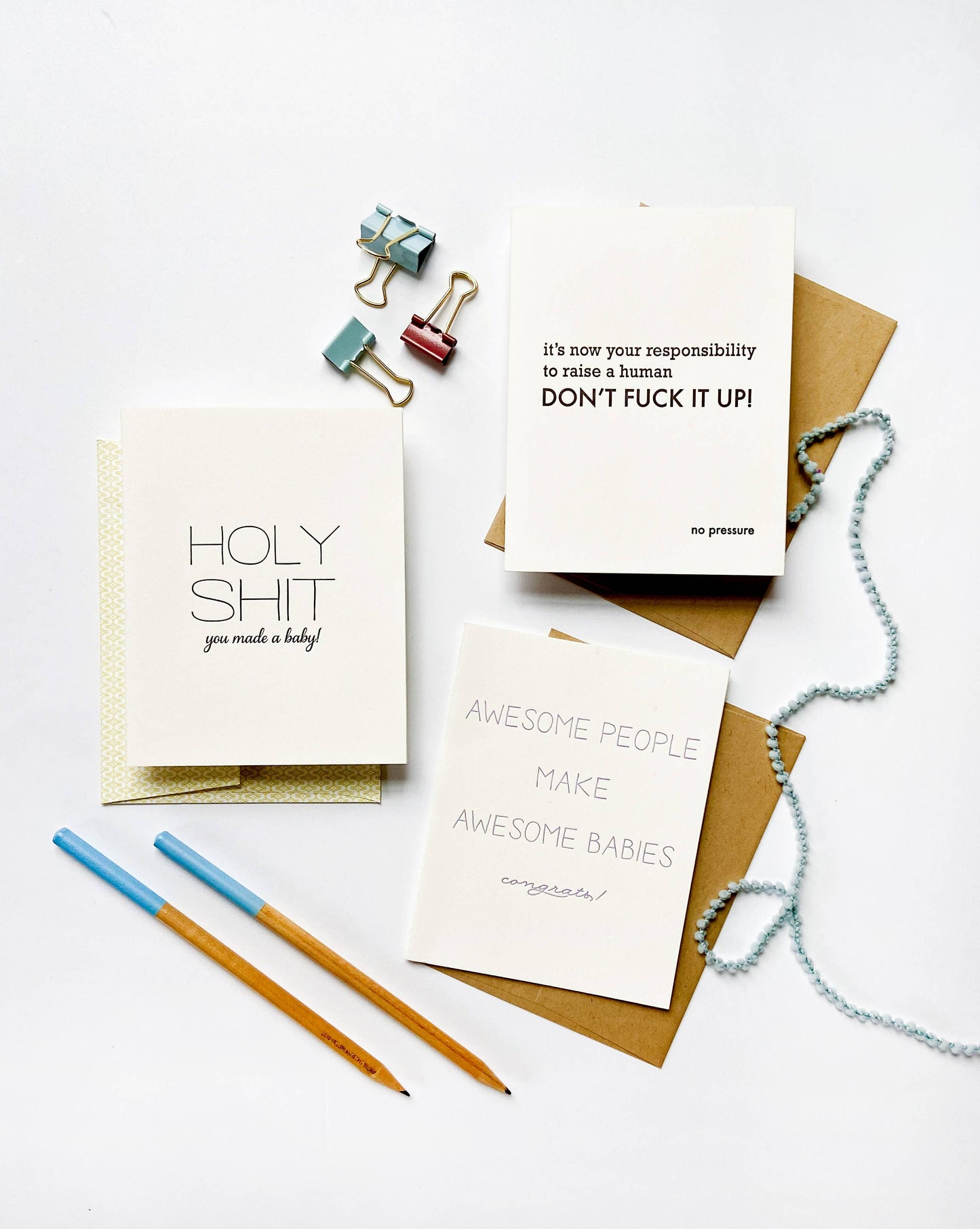 Holy Shit Baby - Letterpress Baby Congratulations Card