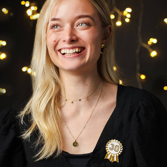 Gold Enamel Birthday Pin Badge | 30 | Milestone Birthday |