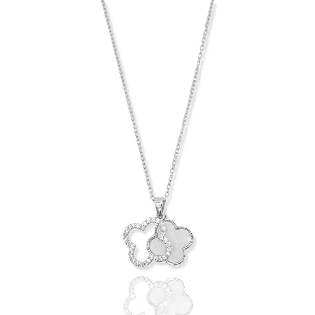 CZ Mother of Pearl Clover Necklace