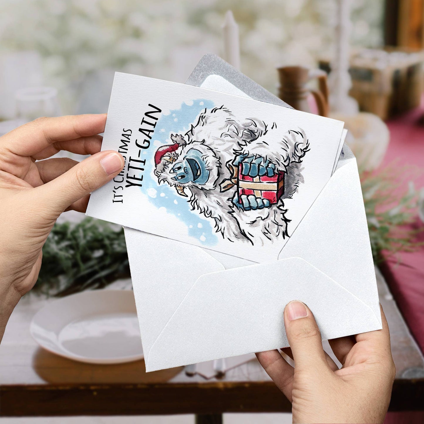 "Christmas Yeti'gain" - Cute Monster Holiday Card