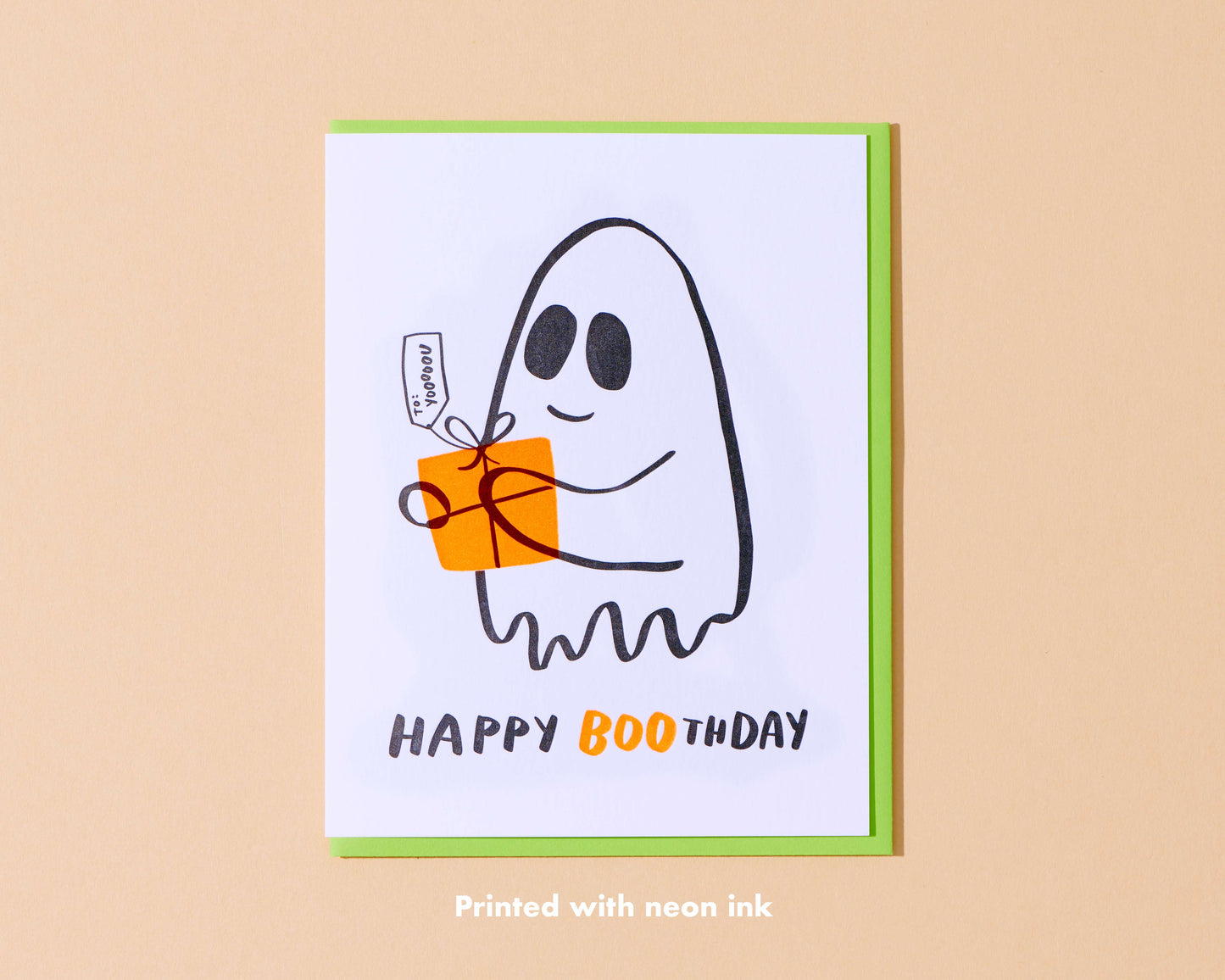Happy Boo-thday Ghost Halloween Birthday Card- Made in USA