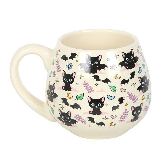 Cute and Creepy Black Cat Print Rounded Mug