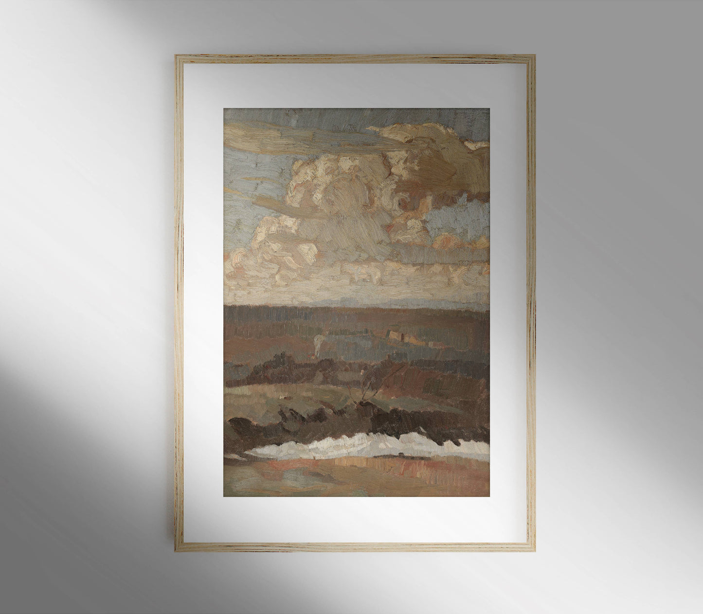 Vintage Landscape Painting | Moody Neutral Muted Art L202