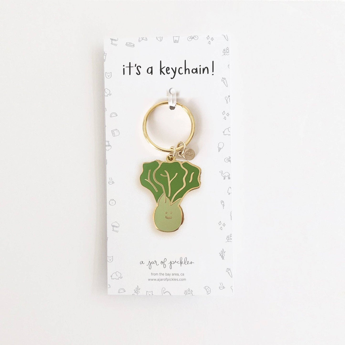 Bok Choy Vegetable Enamel Keychain