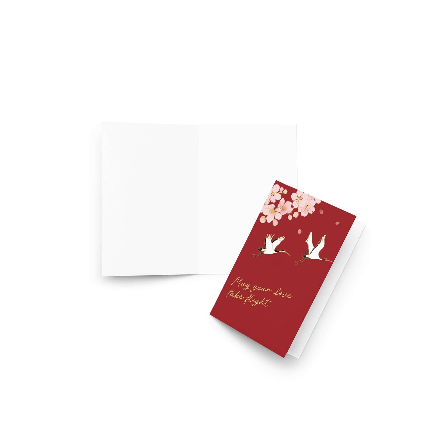 Love Take Flight Asian Wedding Cards | Red Ornate Chinese Vietnamese Greeting