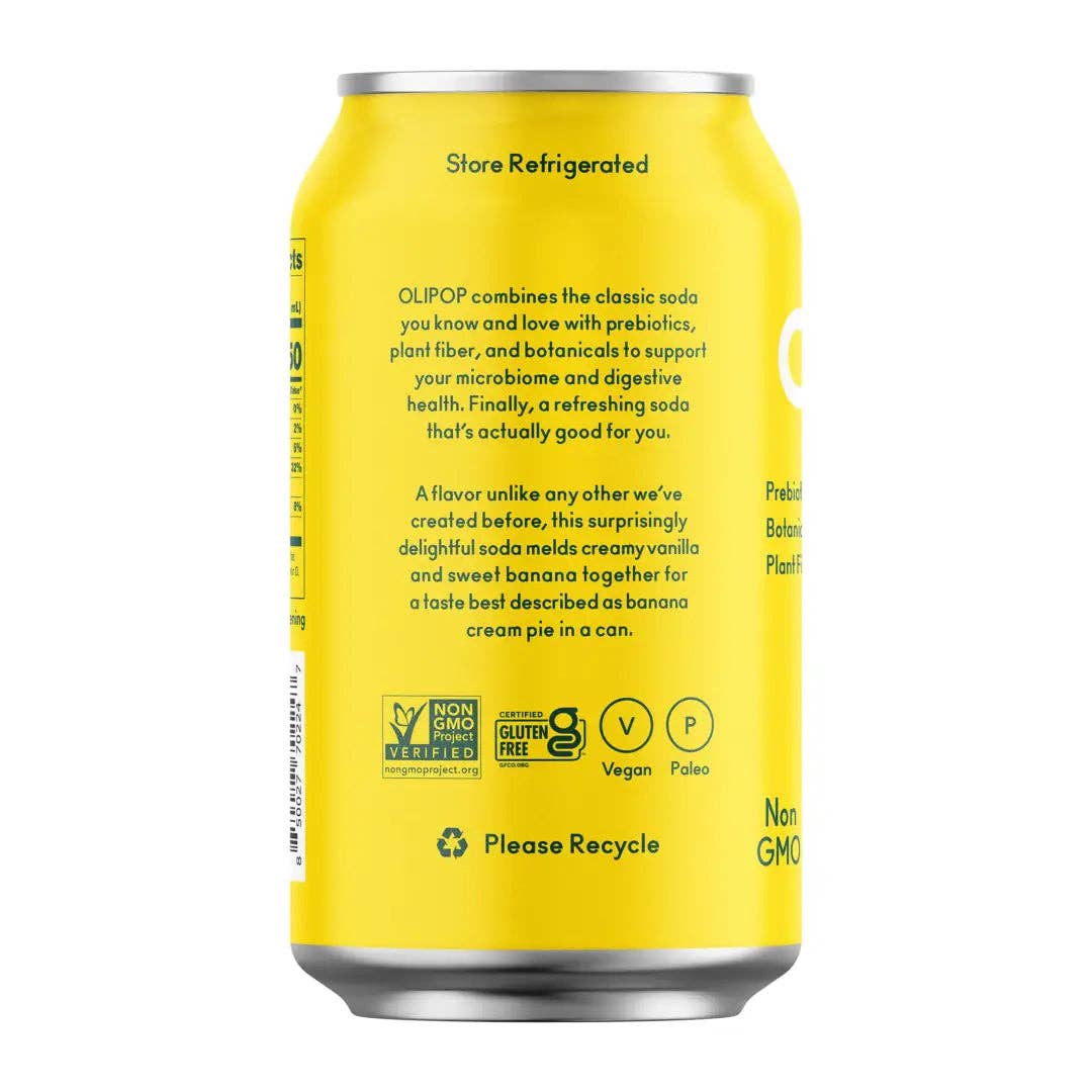 OLIPOP Prebiotic Soda, Banana Cream, 12 fl oz
