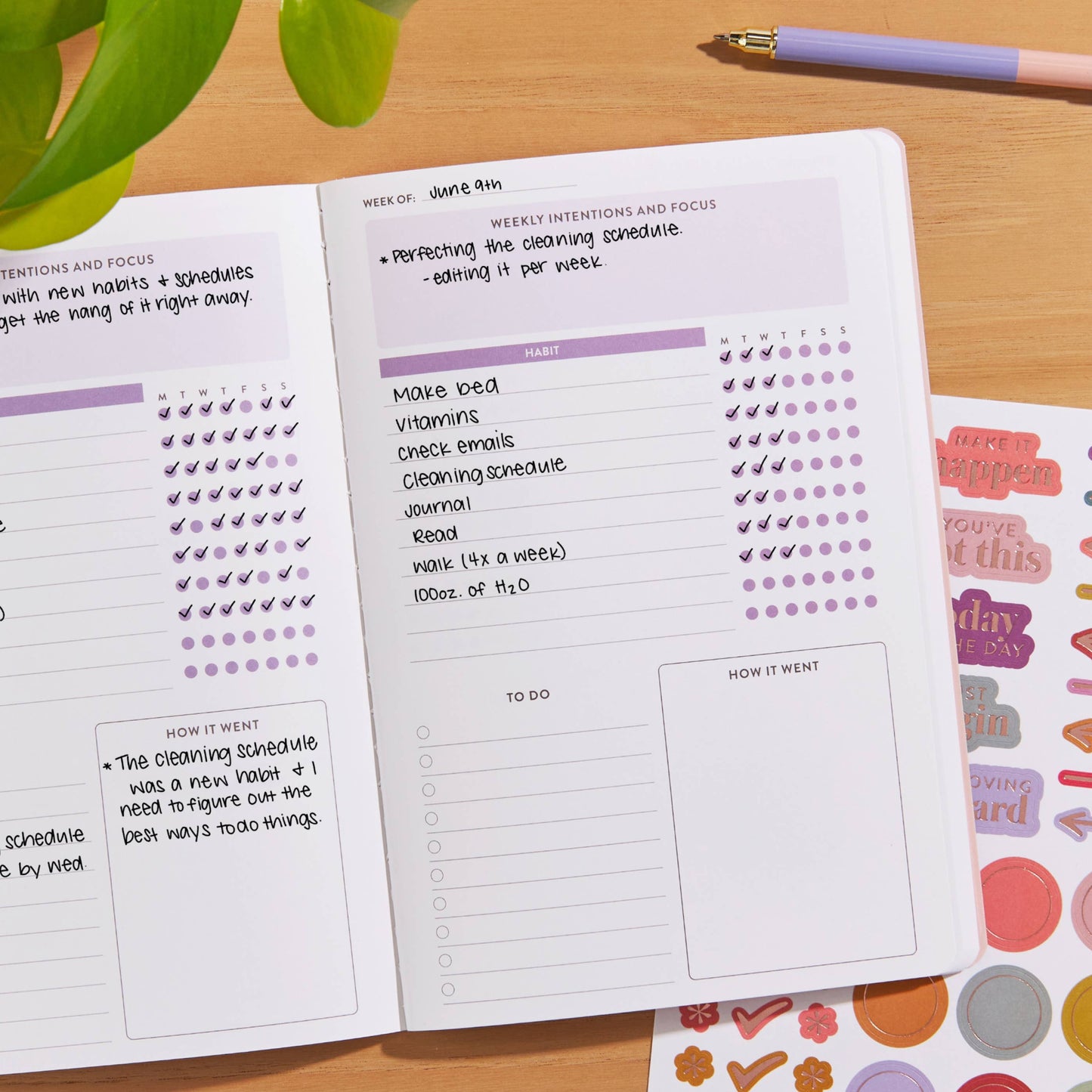 Habit Tracker Petite Planner - Color Block Stripes