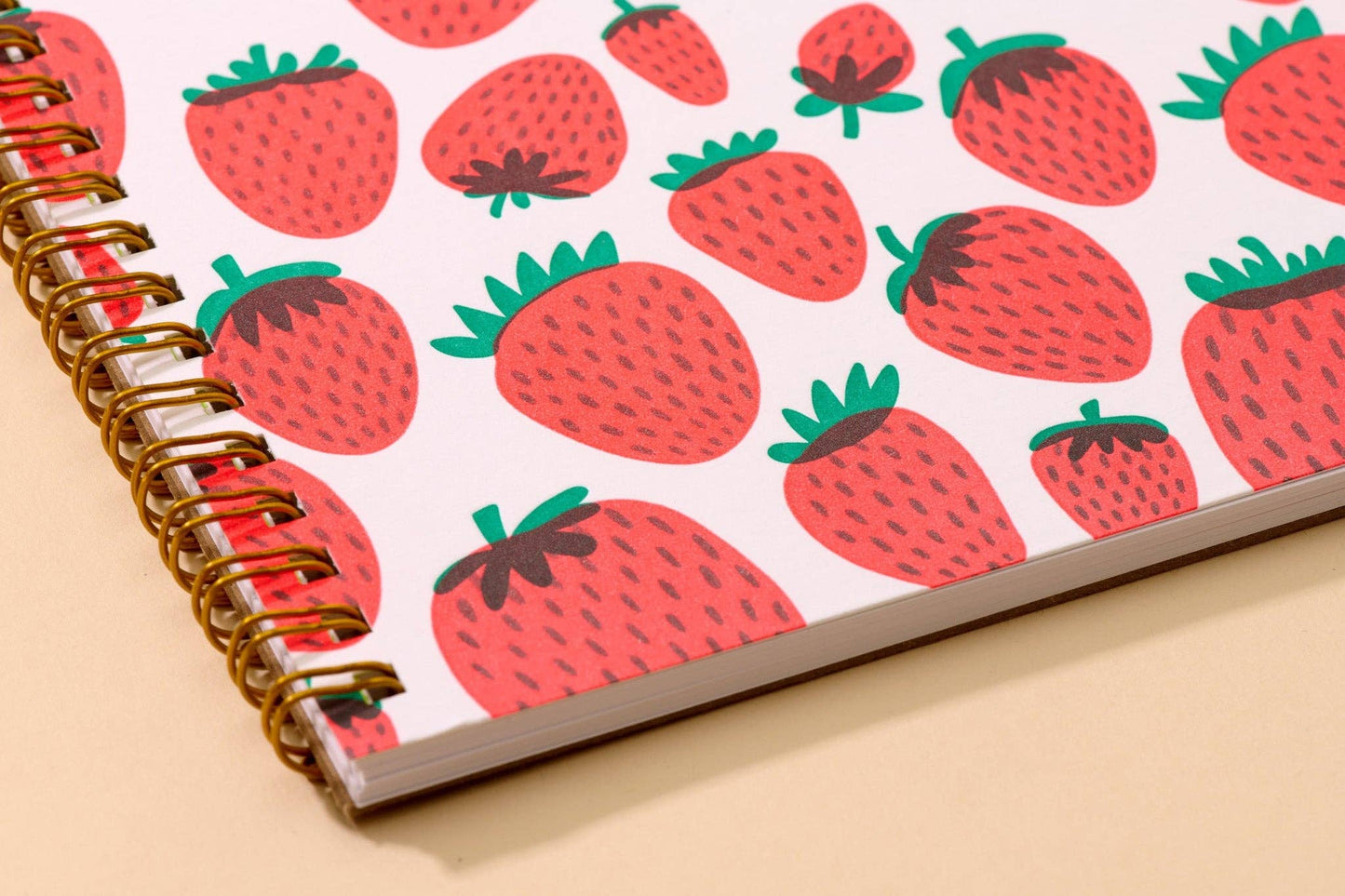 Strawberry Letterpress Spiral Notebook - Valentines Day Gift Mothers Day